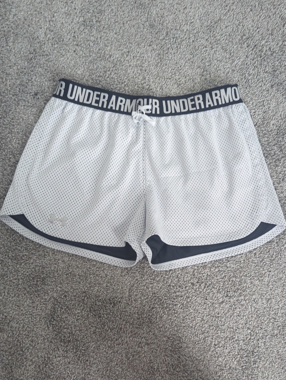 Under Armour White Mesh Shorts with Black Waistband